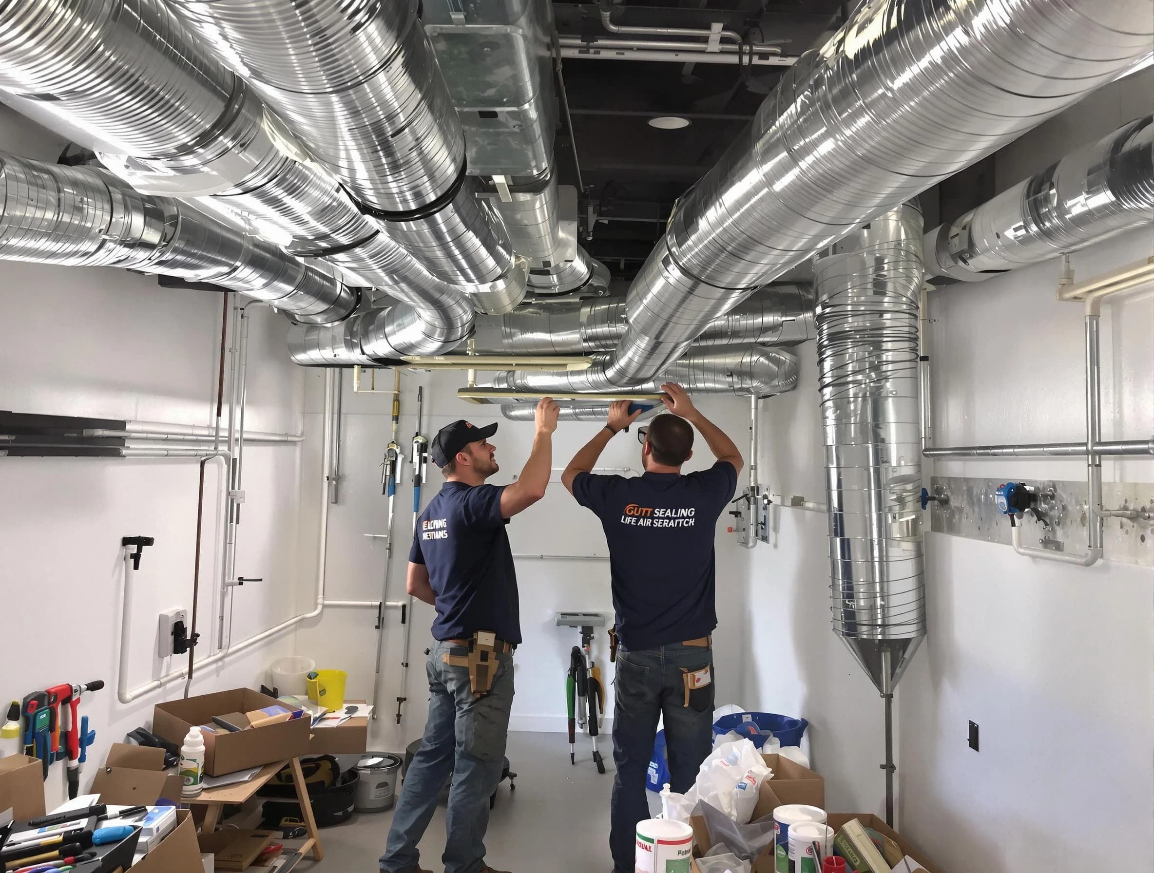 Chino Air Duct Cleaning technician applying professional duct sealing solutions in Chino