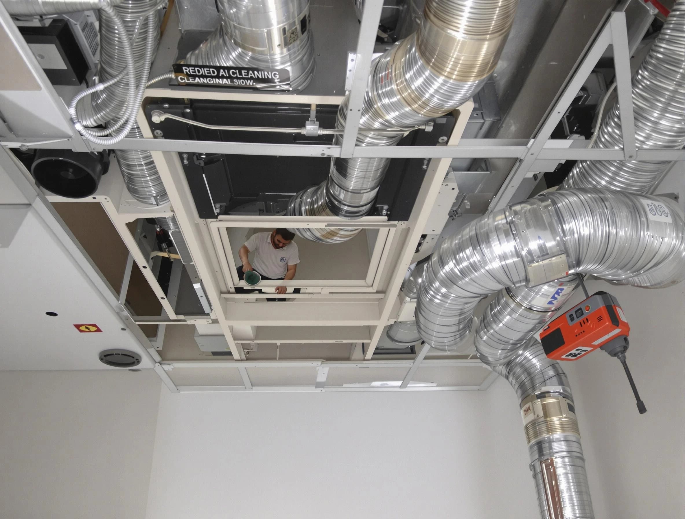 Chino Air Duct Cleaning technician performing detailed central duct system cleaning in Chino