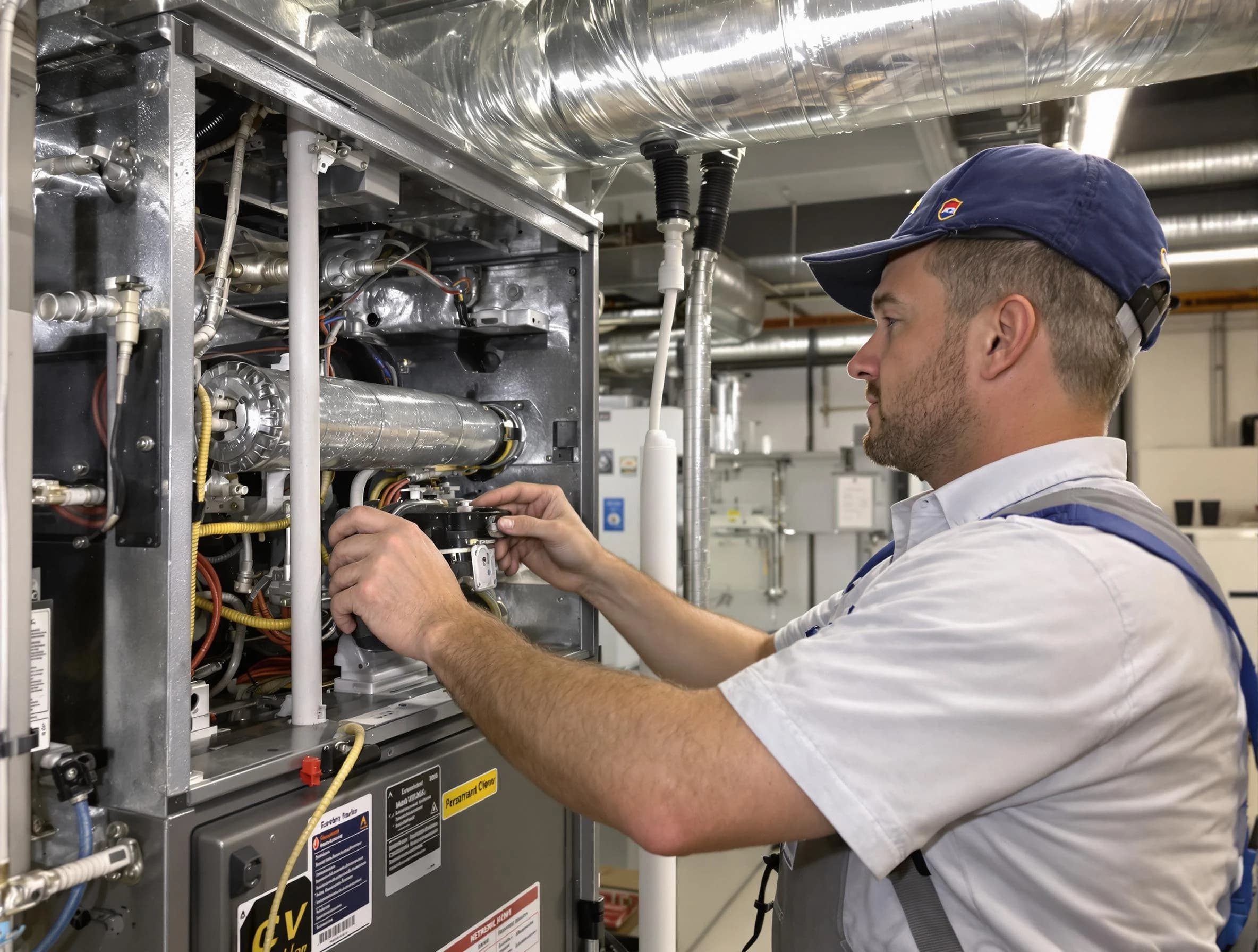 Chino Air Duct Cleaning specialist performing thorough furnace duct cleaning to improve heating efficiency in Chino