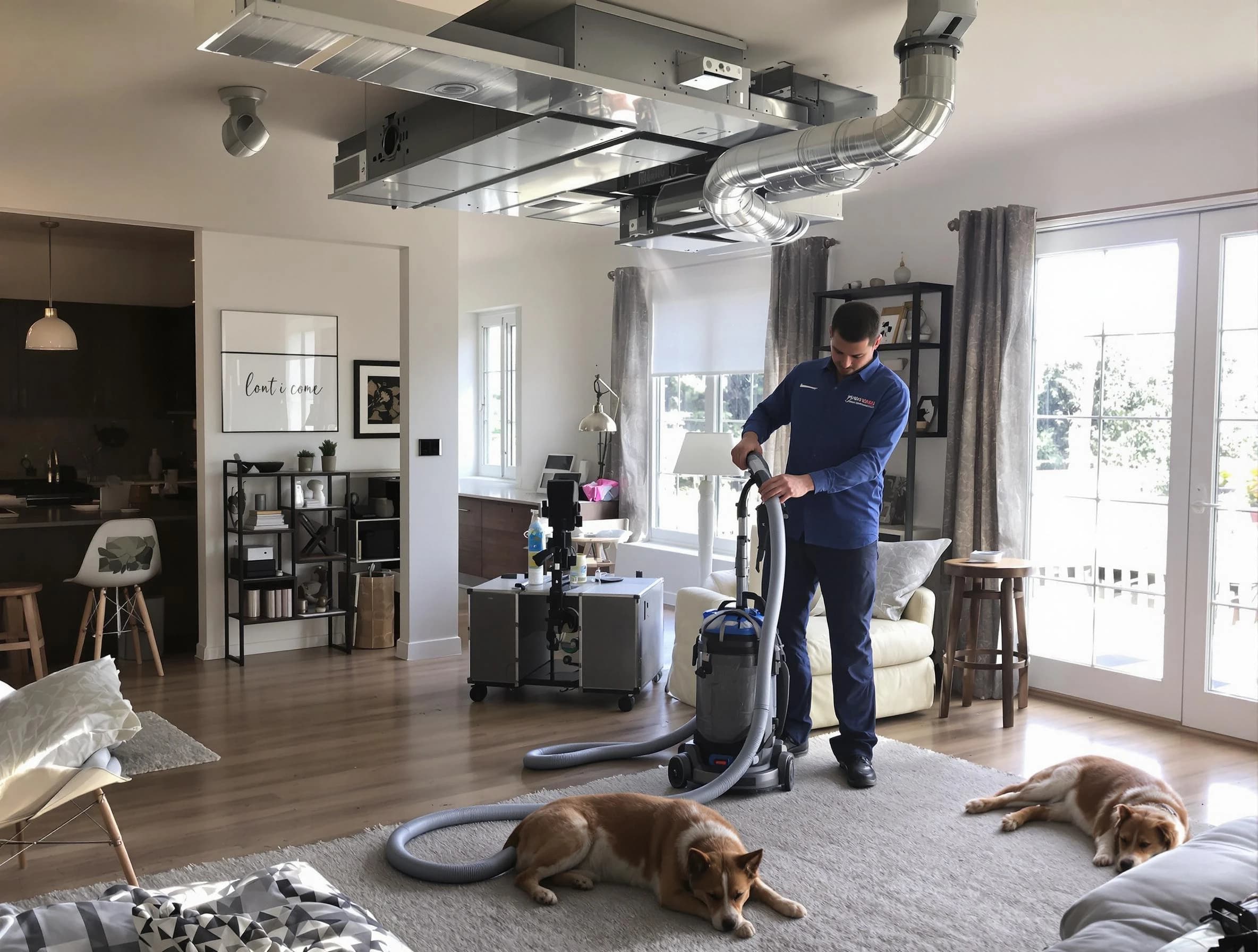 Chino Air Duct Cleaning technician performing detailed indoor duct cleaning for improved air quality in Chino